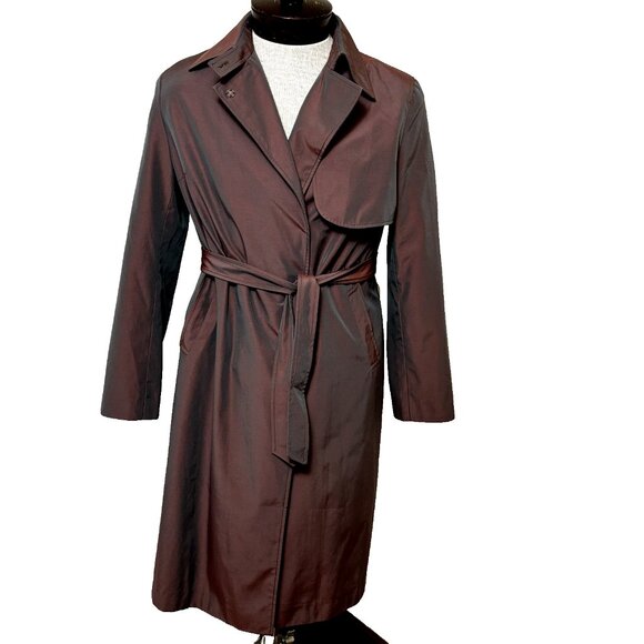YULI Women's Size S-M US Fit Collared Trench Coat Brown Long-sleeved Jacket - Picture 2 of 14